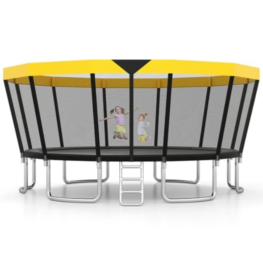 

Outdoor ASTM Approved Trampoline with Safety Enclosure Net and Non-Slip Ladder Anti-Rust Large Rebounder for Adults Blue Durabl