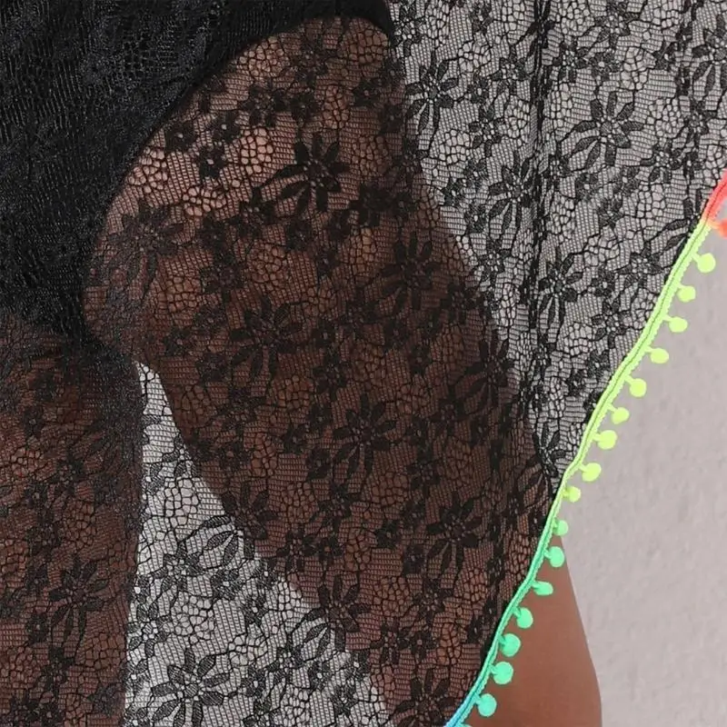 Damen Quasten Hem Asymmetrische Badebekleidung Wrack Deck -Up -Rock Sheer Schal 6xda