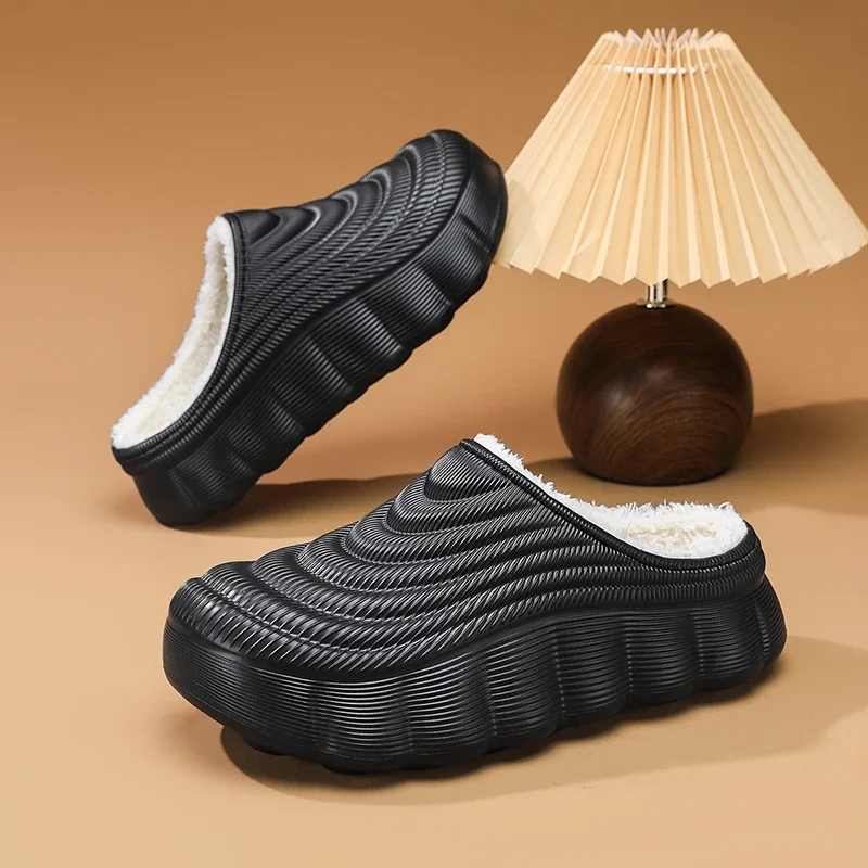 Men Slippers High Quality Bathroom Soft Non Slip Bedroom Casual Chunky Sole Cotton Women Padded Plush Top Quality Winter Shoes