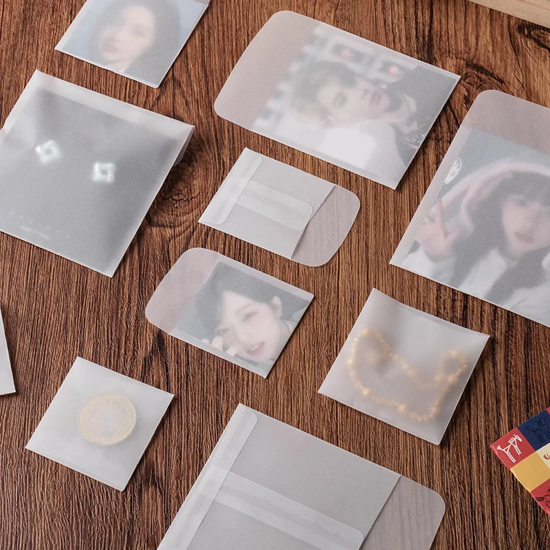

50pcs/lot Translucent Envelopes Jewelry Storage for Card Earring 120g Paper Business Cookie Candy Seed Packaging Folder Bag