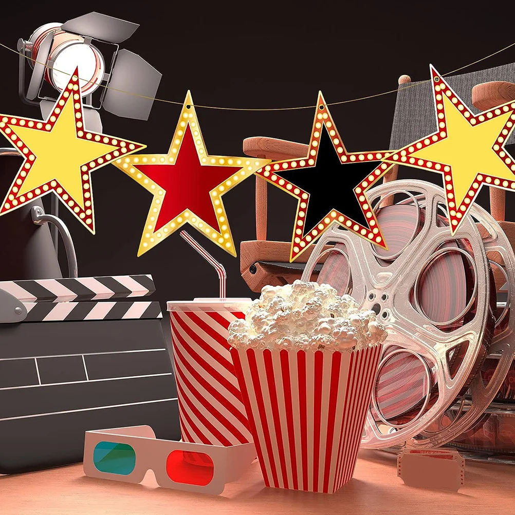 

Star Decorations Movie Night Party Supplies Red Carpet Film Theme Birthday Centerpieces Glitter Star Cutouts Classroom