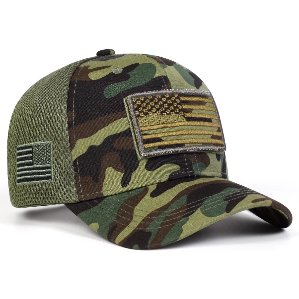 Unisex Amerikanische Flagge Stickerei Camouflage Baseball Net Caps Frühling Sommer Outdoor Einstellbare Casual Hüte Sonnenschutz Hut Kappe – Detail 3