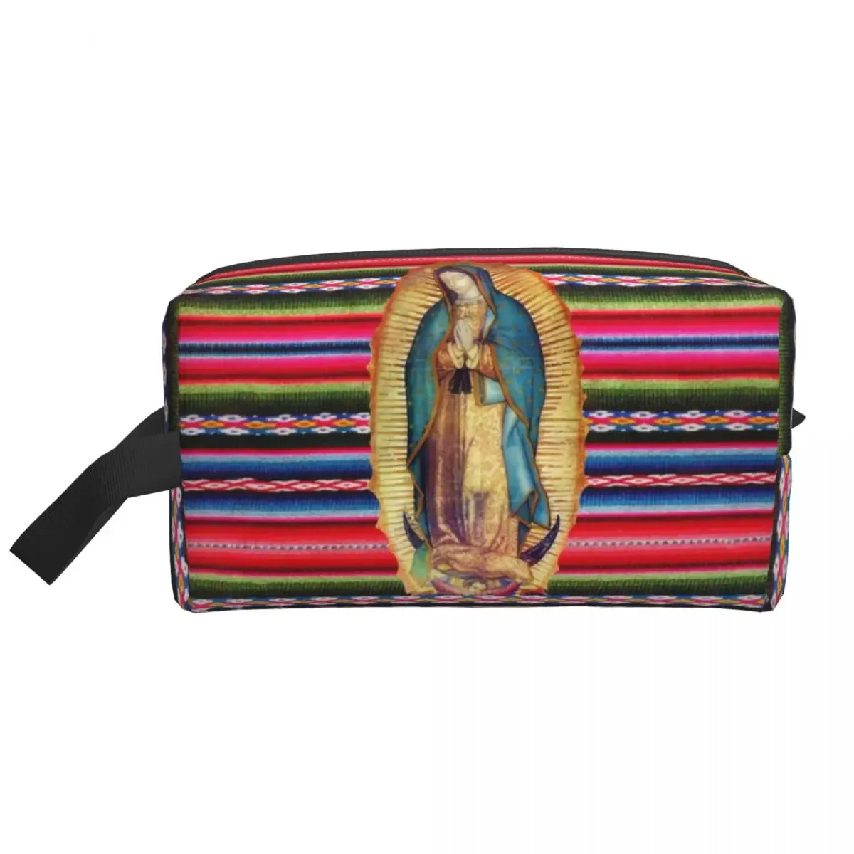 Our Lady Of Guadalupe Virgen Maria Zarape Travel Toiletry Bag Women Virgin Mary Catholic Cosmetic Makeup Bag Storage Dopp Kit