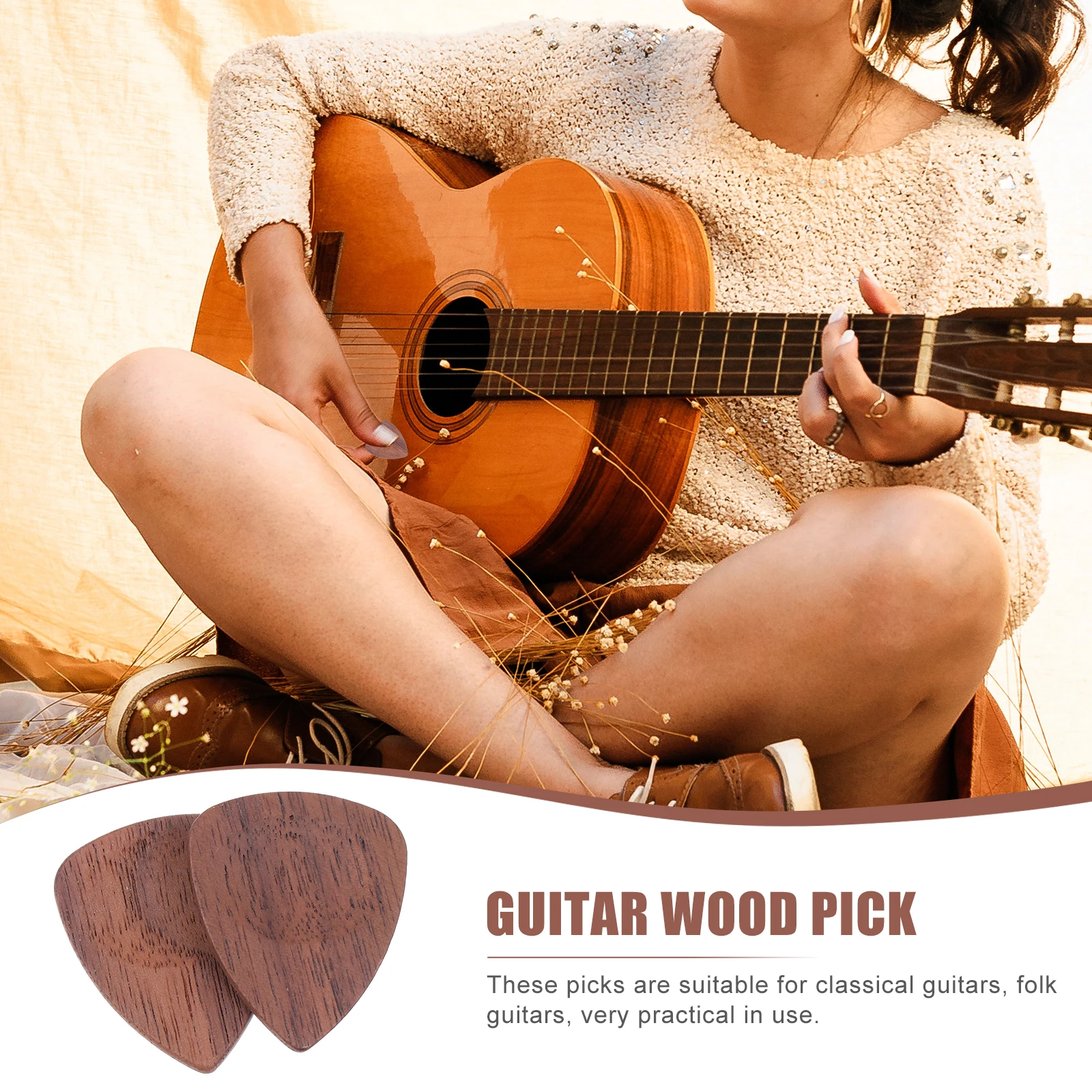 

2 Pcs Ukulele Wooden Pick Guitar Black Walnut Plectrum for Electric Stringed Instrument Plectrums