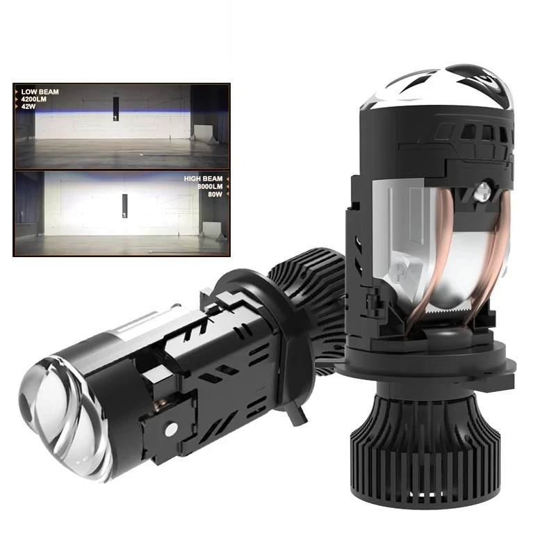 

2PCS Super Bright Car LED Headlight H4 9003 HB2 Mini Projector Lens 16000LM 6500K High/Low Beam With Solenoid Valve Double Fans