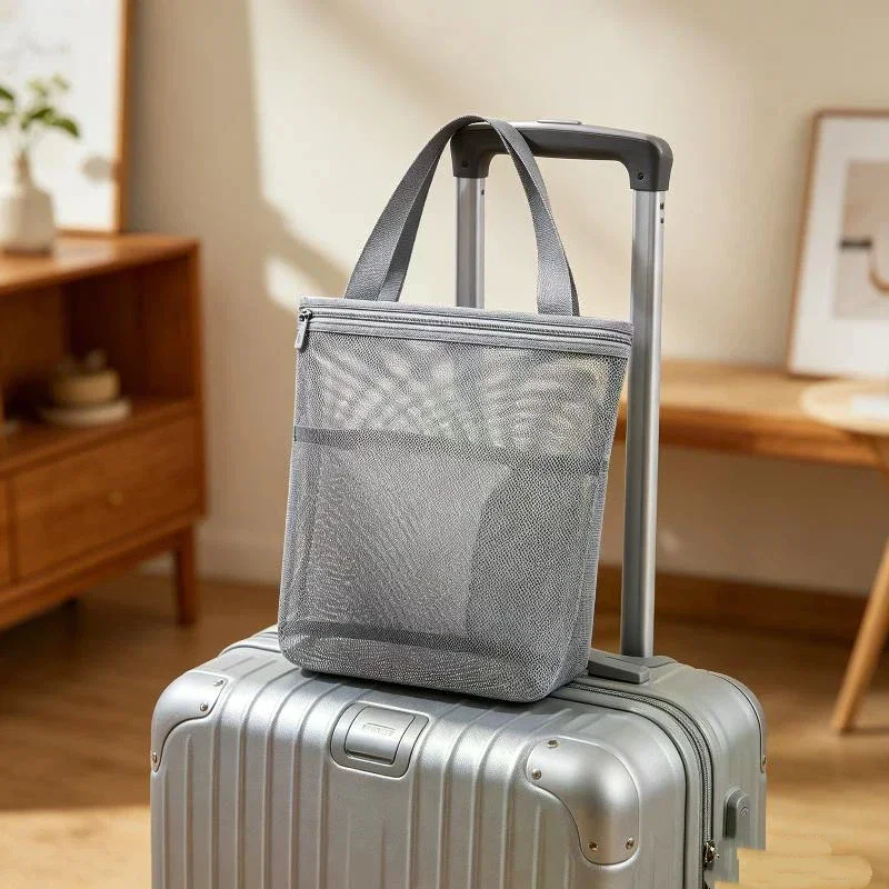 1Pcs Breathable Mesh Tote With Zipper And Handle Portable Bath Organizer Bag For College Dorm Gym And Travel