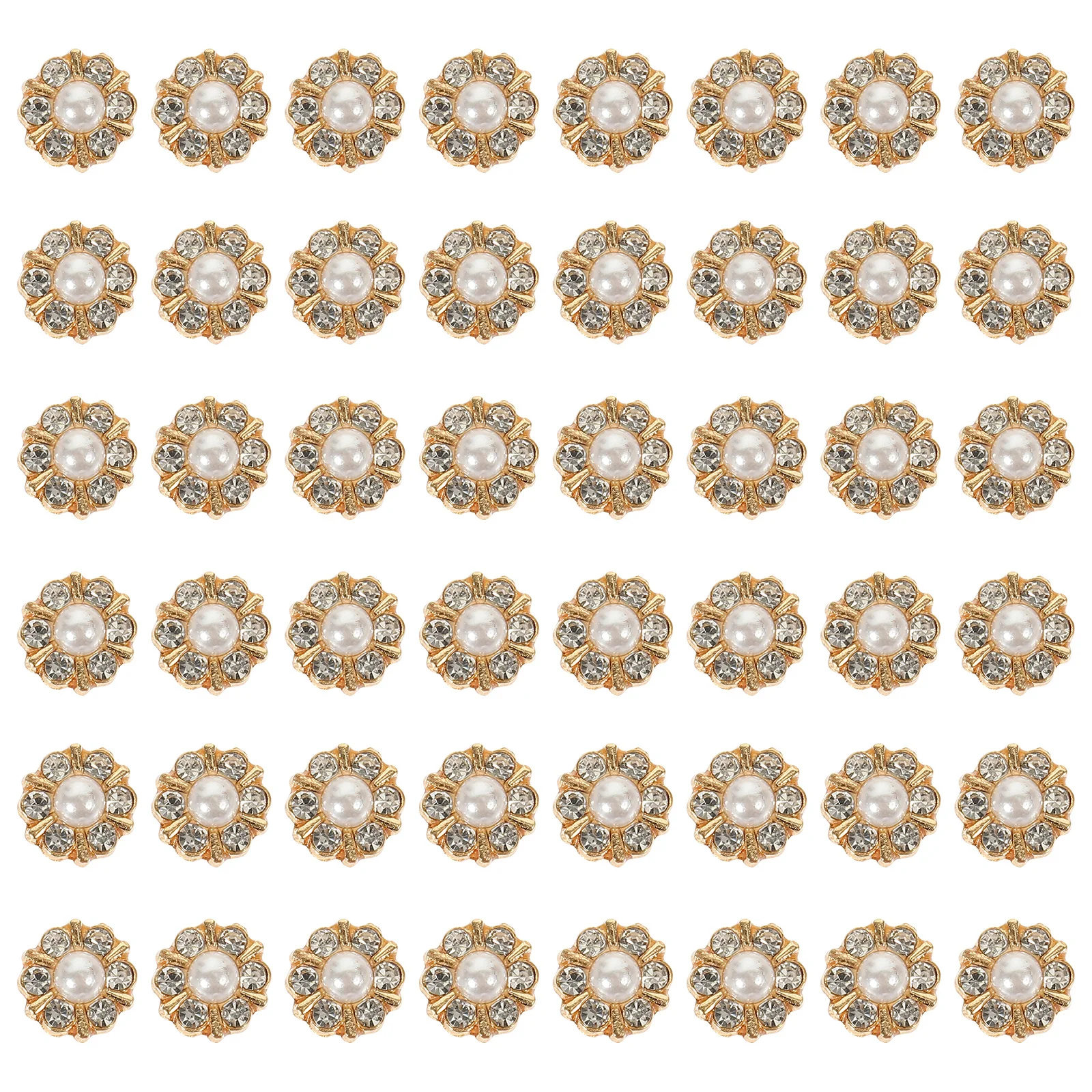 

50Pcs Pearl Buttons Alloy Rhinestone Buttons for Clothing Decorative DIY Wedding Shirt Sweater Dress Accessories
