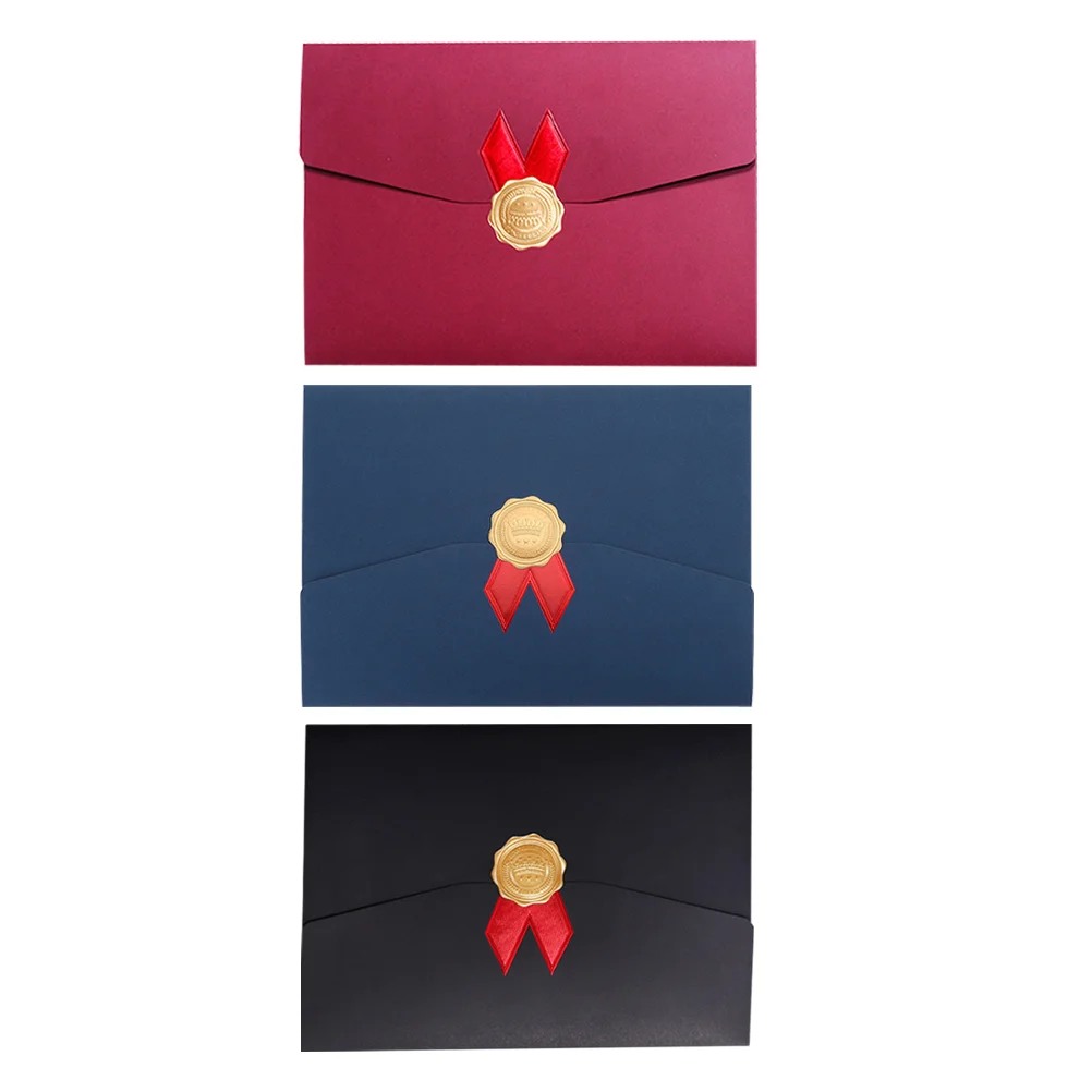 3 Pcs Certificate Envelope Diploma Folders Paperboard Holders Shell Graduation Cover Covers Jam File