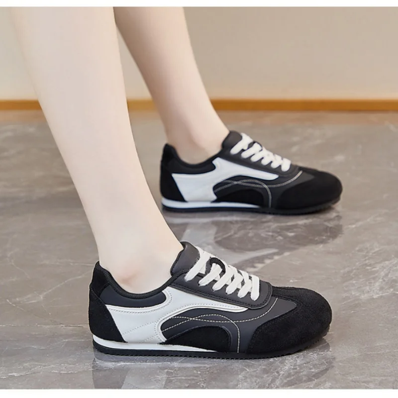 أحذية رياضية جلدية نسائية، أحذية كاجوال بنعل سميك للشباب ومتوسطي العمر، للركض في الهواء الطلق في الربيع والخريف #4