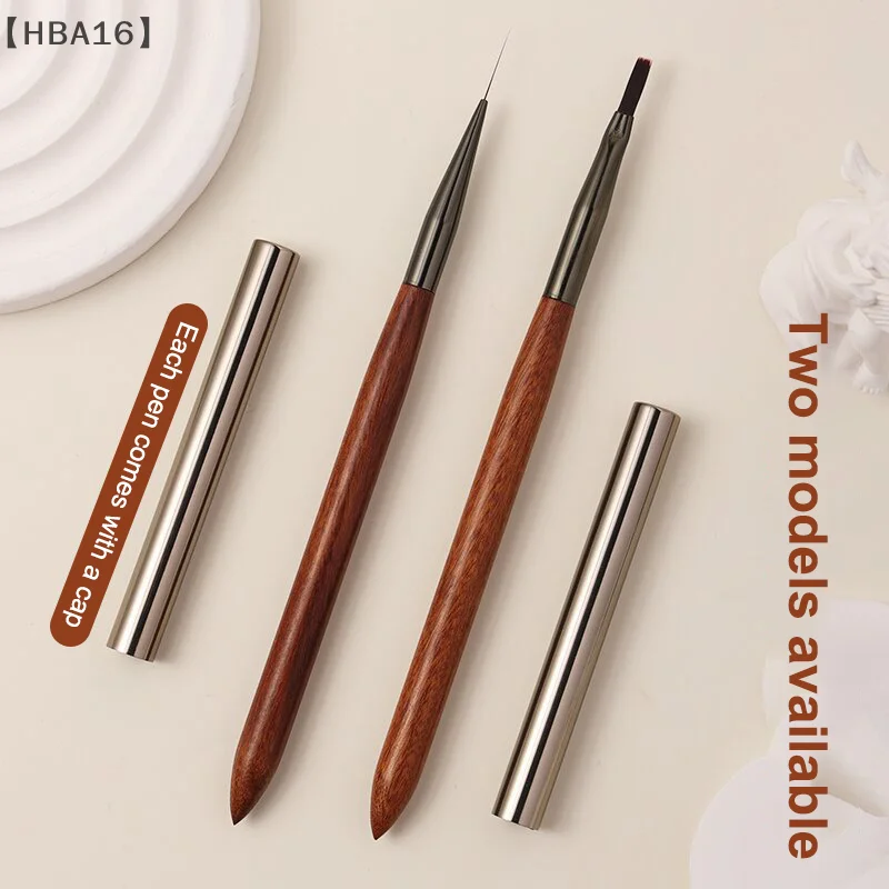 [[HBA16] عمود خشب الصندل المتين، فرشاة فنية للأظافر، فرشاة احترافية لتحديد الأظافر، قلم العلاج بالضوء، فرشاة رسم الأظافر