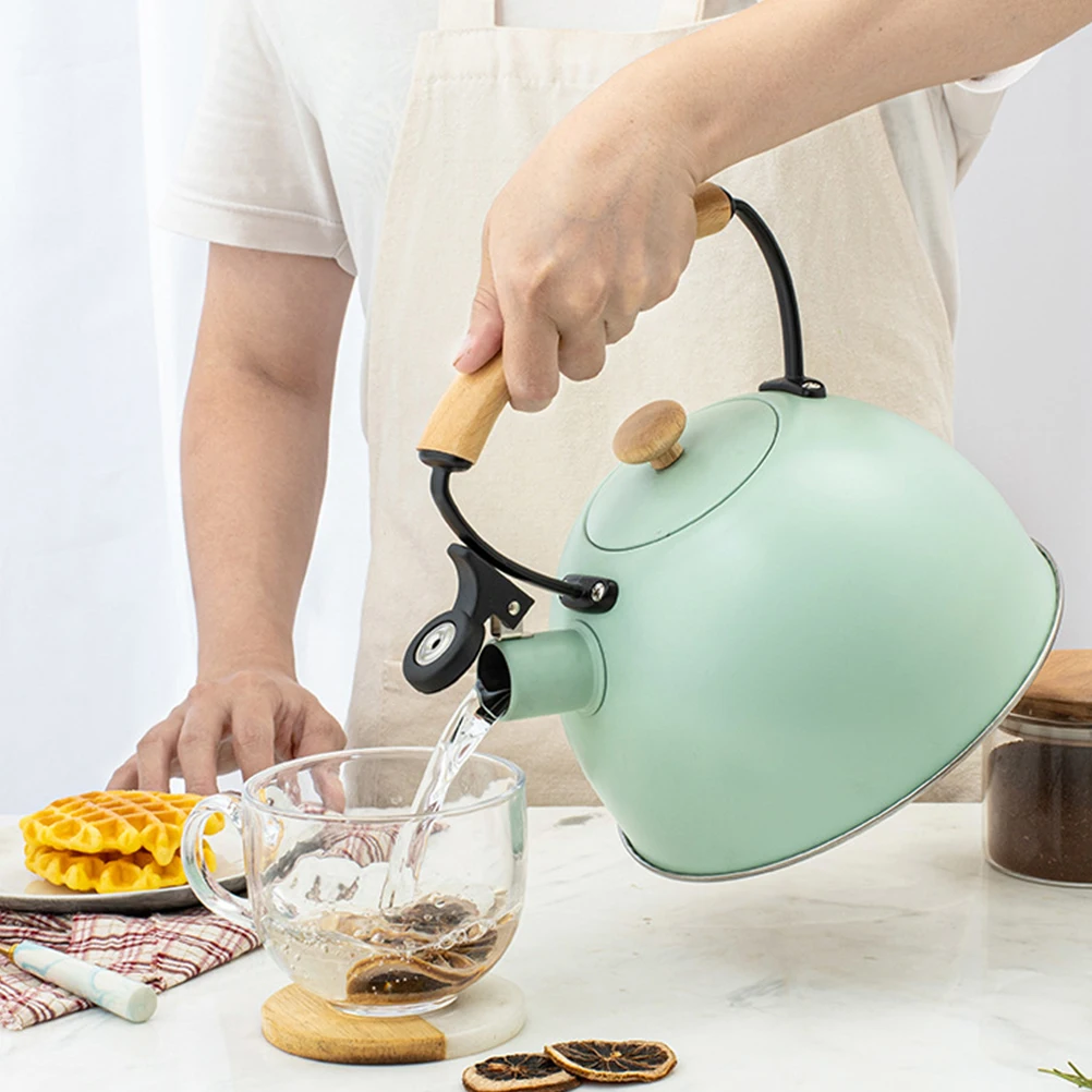 

Kettle Stainless Steel Boiling Teapot Wooden Handle Heat Resistant Easy Cleaning Outdoor Use Smooth Water