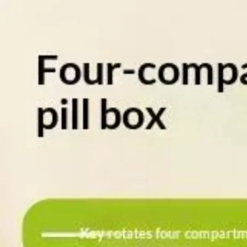 4Grids Rotating Partition Portable Pill Box With Lanyard,Large Capacity Privacy Case For Outdoor Business Trip Daily Supplement