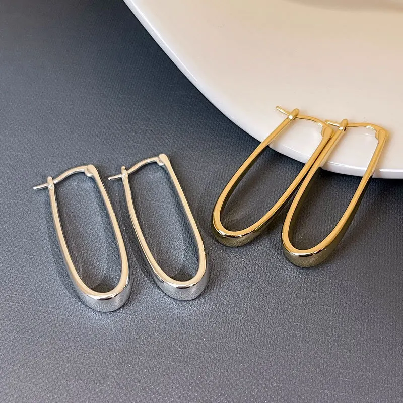 Fashion U-shaped Earrings With Ear Loops and Buckles For Women Simple Versatile Metal Geometrics Earrings Office Party Accessory