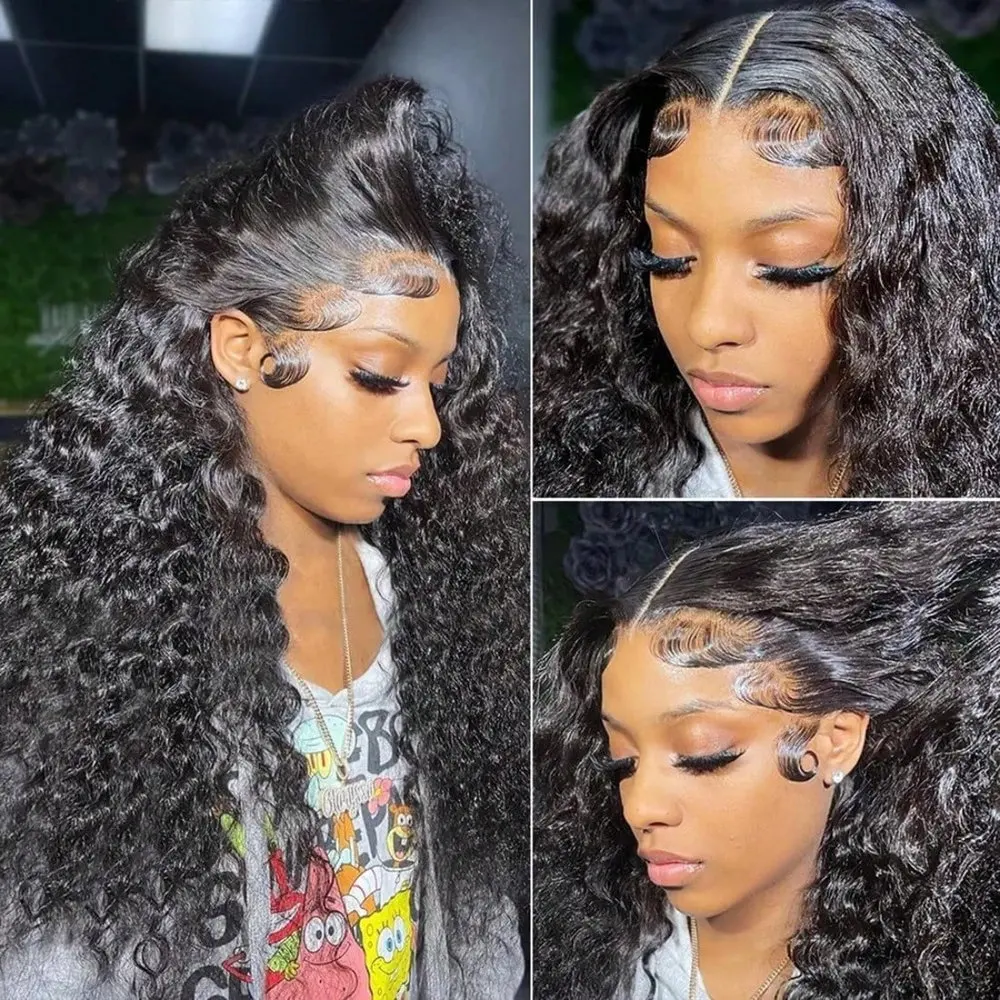 42 40 Inch 250% Density Jerry Curly 13x4 HD Lace Frontal Wig Glueless Pre Plucked Wet and Wavy Curly Human Hair Wig image 5