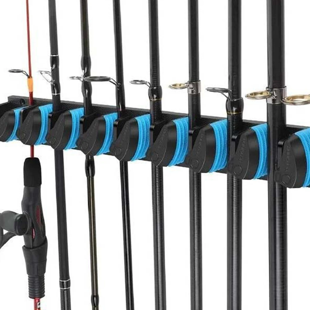 Wall Mounted Fishing Rod Holder Vertical and Horizontal Fishing Rod Rack Fishing Pole Holder for Home and Garage Storing 9 Rods
