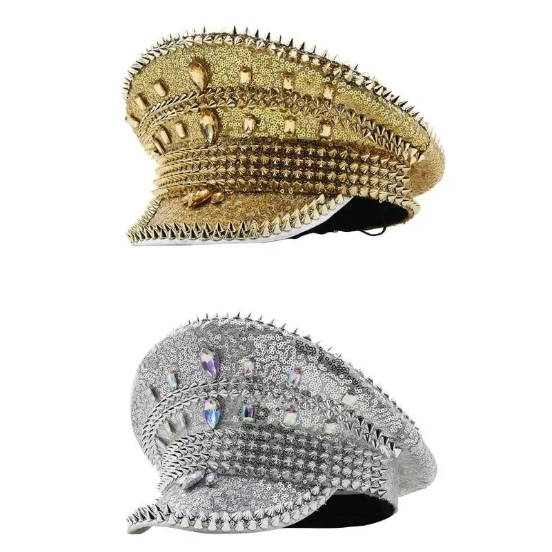 652f cappello da berretto Cappello luccicante Cappello Crystal Cappello per festival musicali Cappello Crystal Scintili