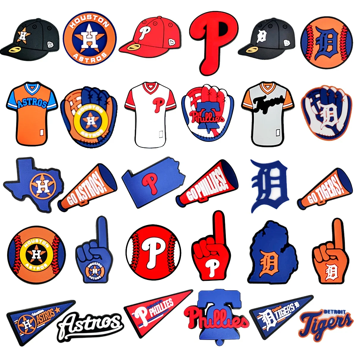 10Pcs Sports Shoe Charms Fit for Clog Wristband Bracelet Decoration Baseball Pins Accessories Shoe Charm for Men Women