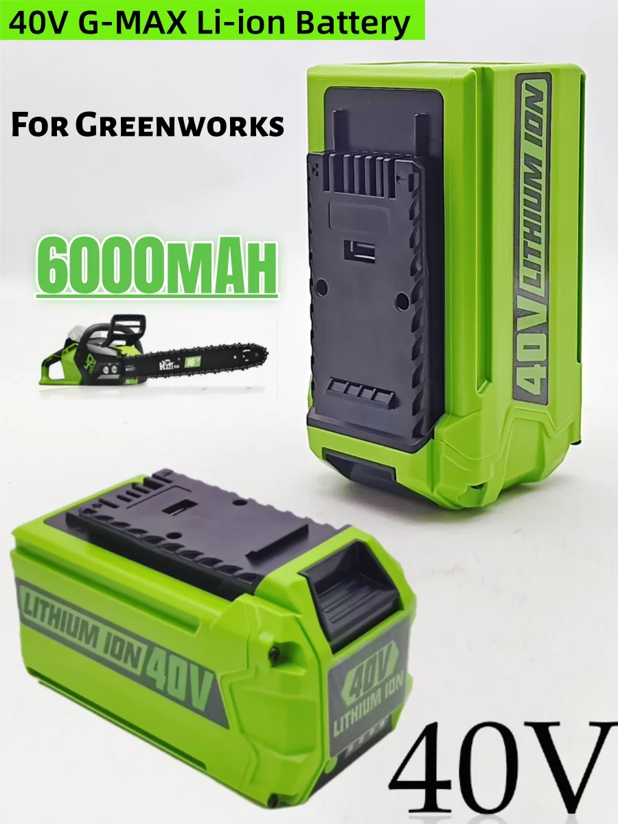 

For Greenworks 40V 6000mAh G-MAX Li-ion Battery Replacement for Lawn Mower Power Tools Compatible with Greenworks 40V Series