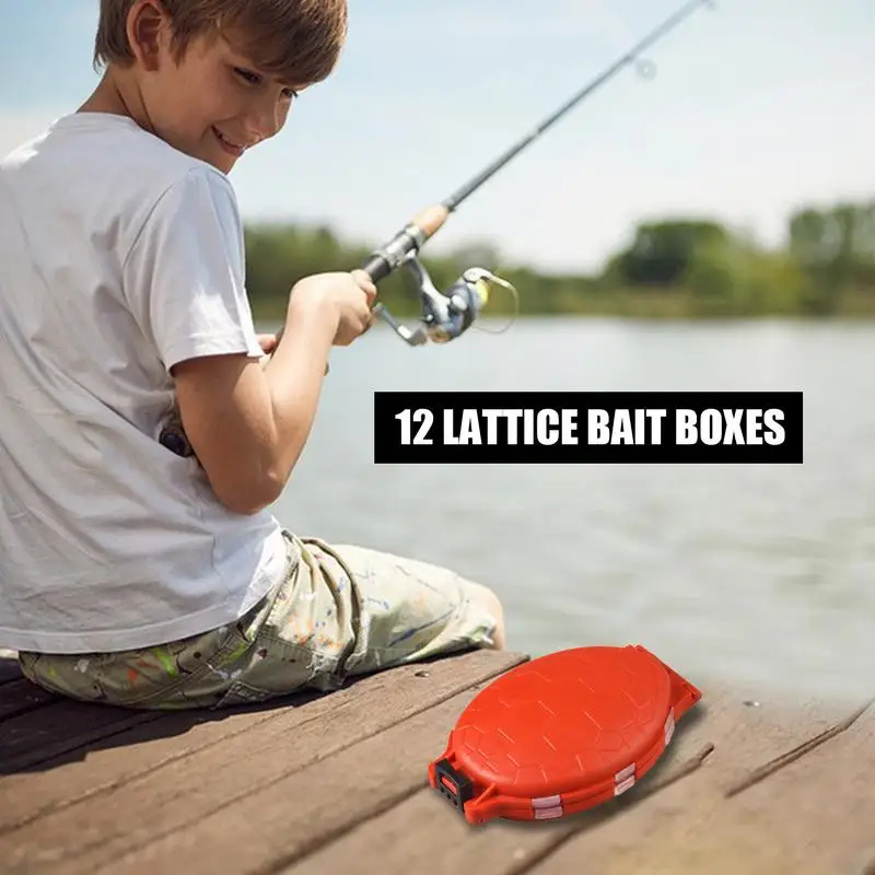 Fishing Lure Box 12-Grid Fishing Tackle Accessory Box Lure Organizer Turtle Shaped Case Tackle Box For Fishing Baits And Hooks