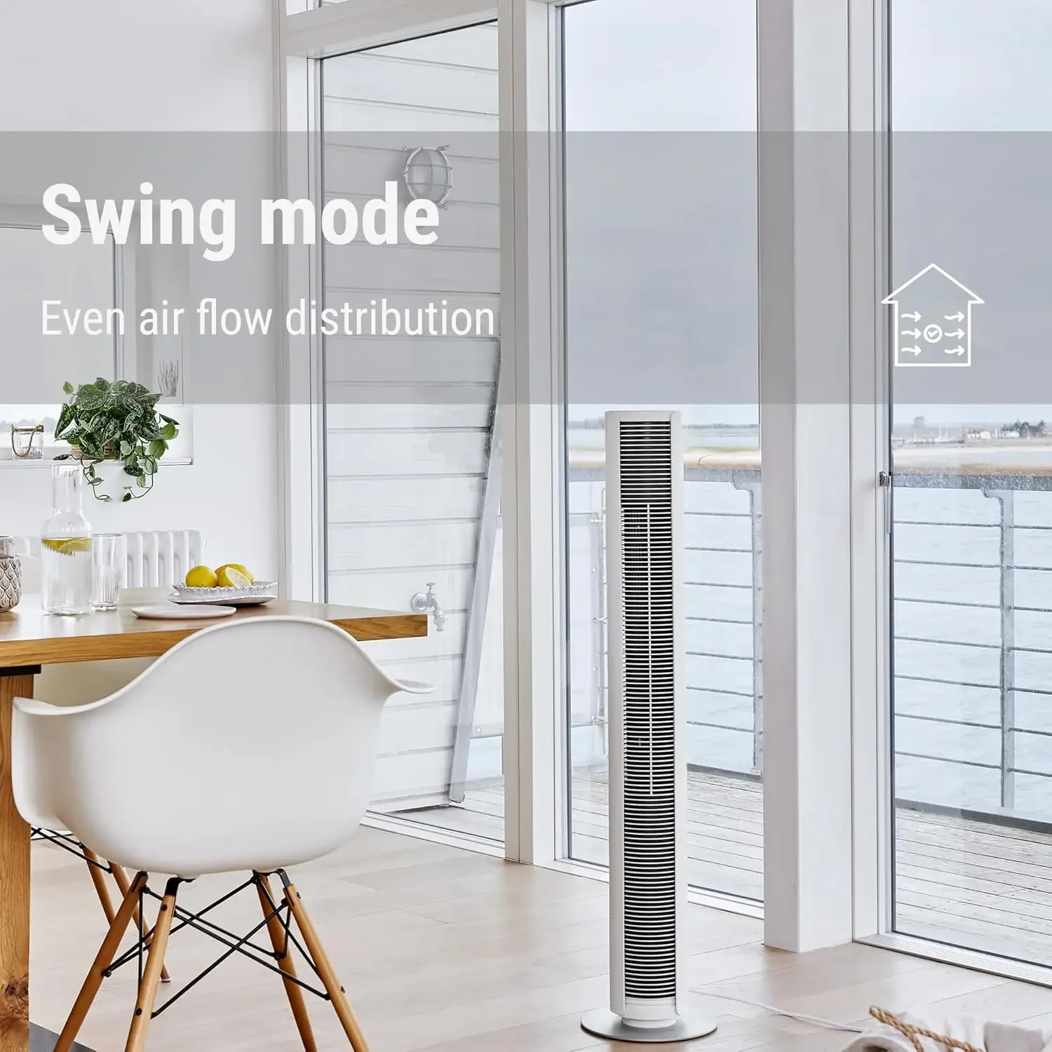 Form tower fan Peter, energy-efficient and quiet with 29 dB(A), with remote control, swing function, 6 speed levels, 7-h