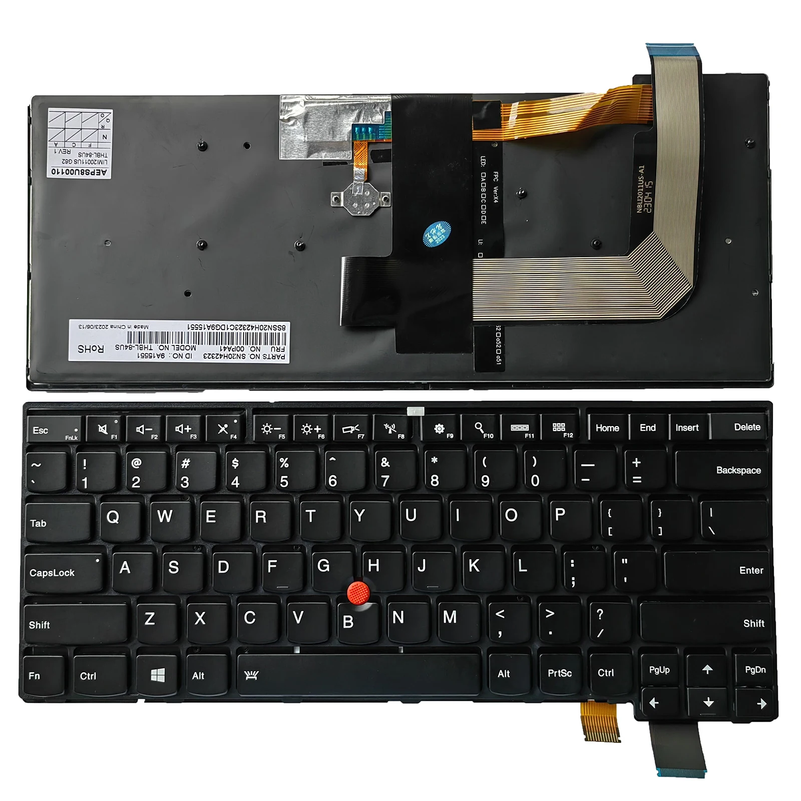 Teclado para Notebook dos EUA para Lenovo Thinkpad, Thinkpad 13 2nd (20J1-20J2), Novo S2(2nd Gen 20J3) T460S T470S TP00081A B/S