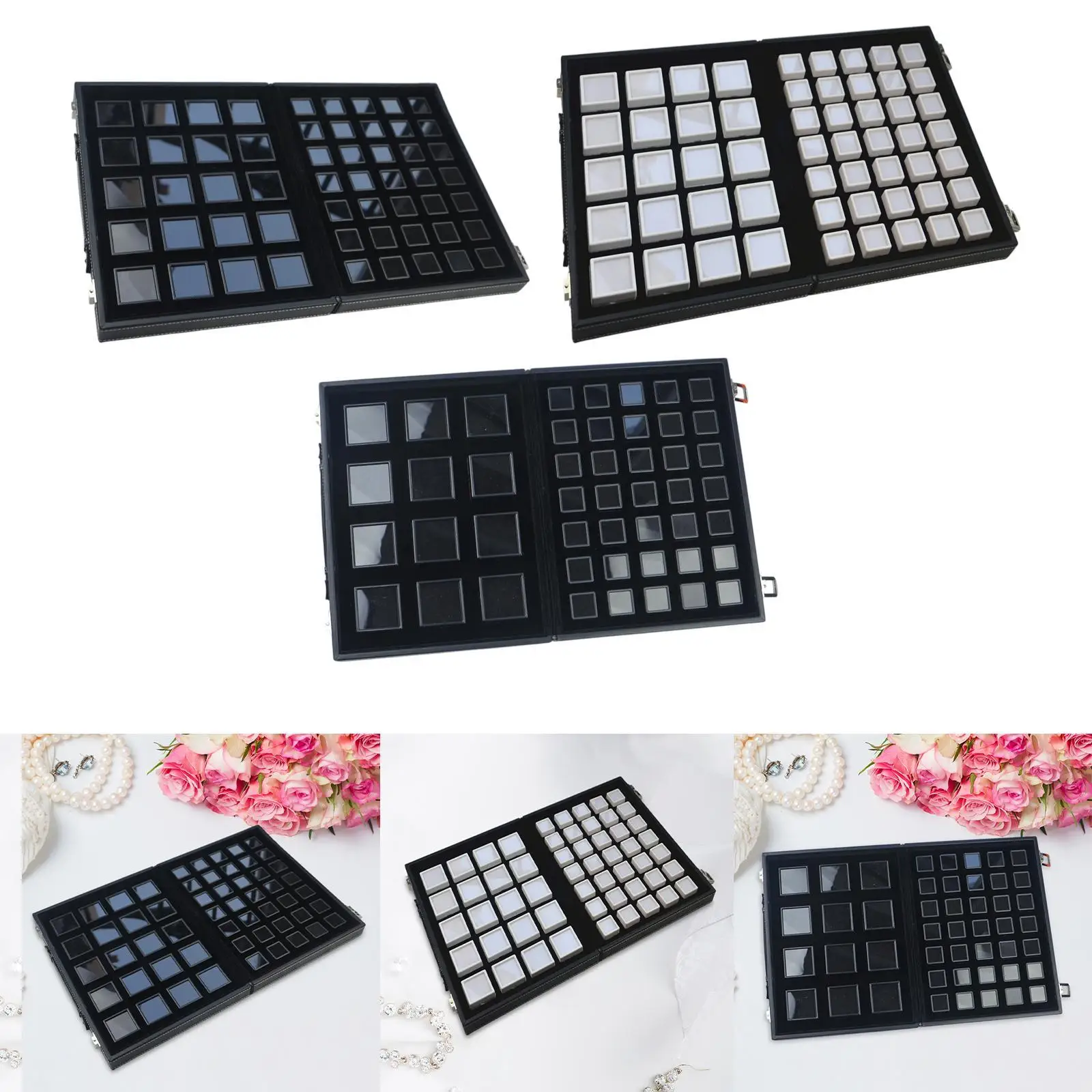 

Diamond Display Tray Gemstone Storage Case Necklace Pins Collectibles Rhinestones Jar Multigrid Box for Shop Retail Counter