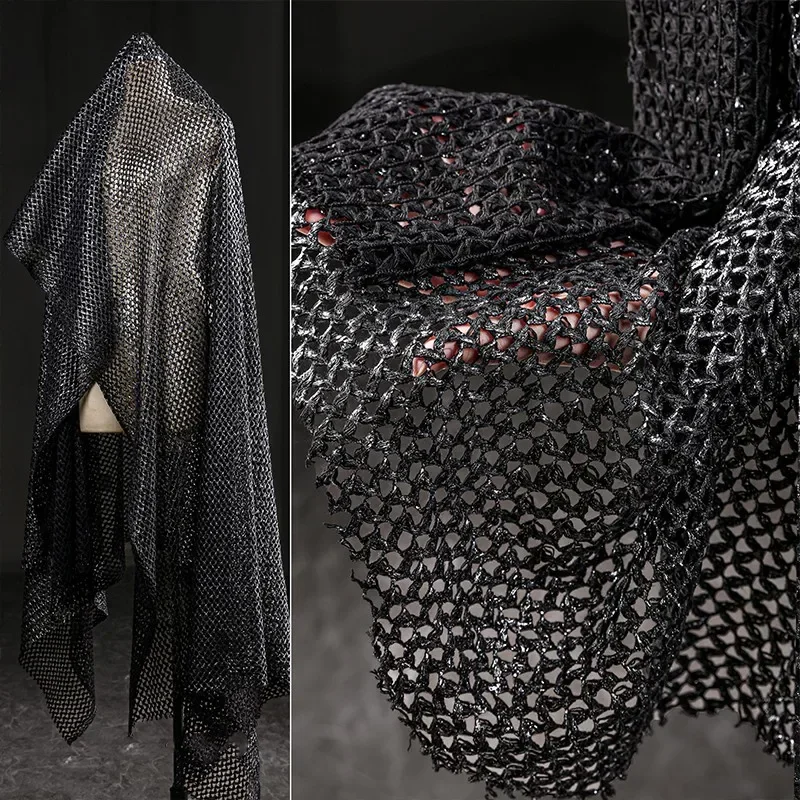 

Металлическая трикотажная сетка 50x150 см, 3D текстурированный позолоченный материал для рукоделия: блузок, свитеров, шалей, одежды
