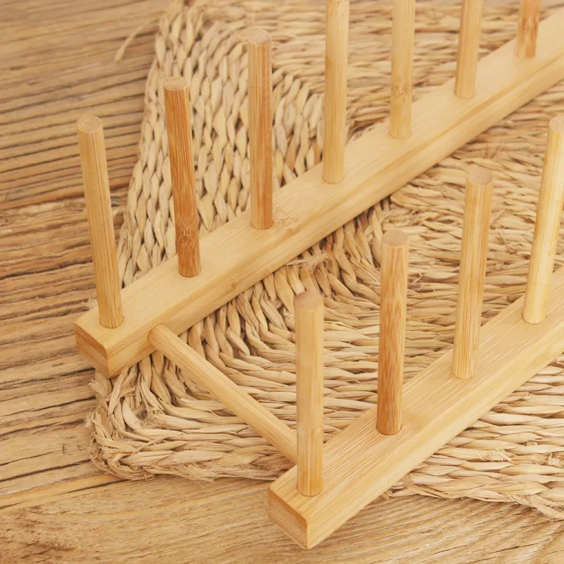 DIY Bamboo Drainer Wooden Dish Rack Plates Holder Kitchen Storage Cabinet Organizer For Dish/Cutting Board/Plate/Cup/Pot Lid