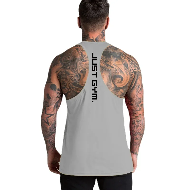 Summer Men Fitness Sports Bodybuilding Brand Fashion Casual Pure Cotton Striped Gym Workout Weightlifting Basketball Top T-Shirt