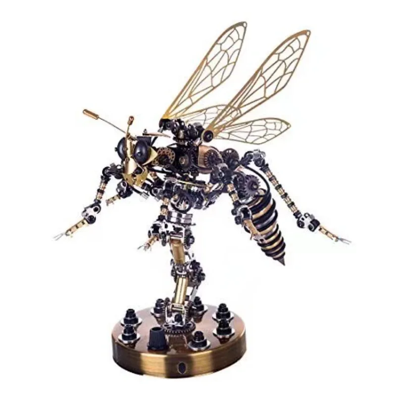 

Steampunk Mechanical Bumblebee Brass Metal Assembled Sound Control Light Mecha Model Creative Figure Gift