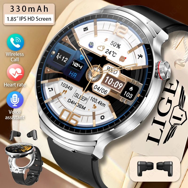 

New 2 in 1 Smart Watch with Earbuds TWS Wireless Bluetooth Headset Combo BT Call Heart Rate Sleep Monitor Sports Fitness Tracker