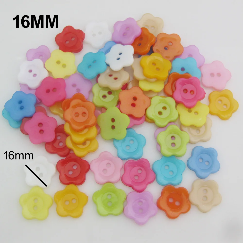 NBNNLO 50Pcs Mix Colors 10MM-22MM Multisizes Plastic Flower Buttons Craft Decoration Home Sewing Accessories