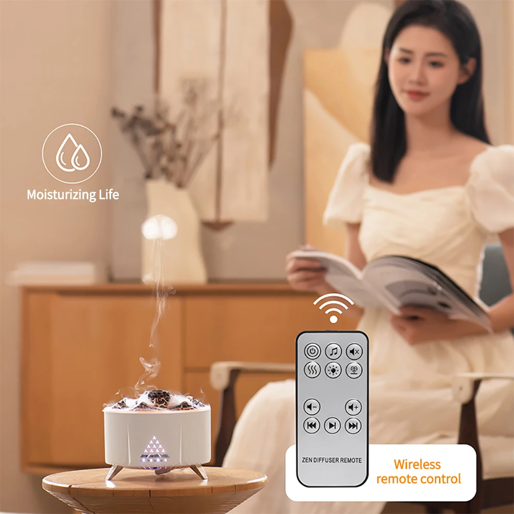 Difusor sem fio do aroma do bluetooth, difusor da fragrância, umidificador simulado da chama, casa audio do escritório