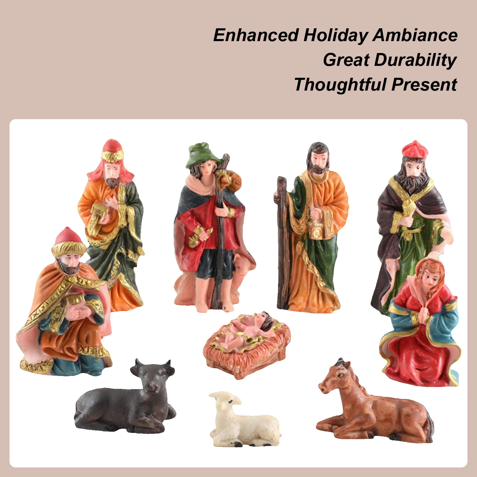 Miniature Nativity Figures Nativity Scene Christmas Figurine Miniature Religious Resin Figurine Set for Home Shelf Windowsill