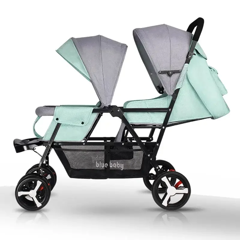 Light baby stroller, foldable, seat and lays, double seat, easy control, classic style