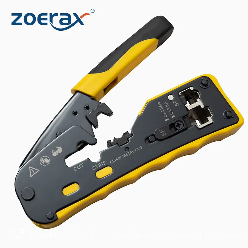 Zoerax 래칫 모듈식 데이터 케이블 크림퍼, 와이어 스트리퍼, 와이어 커터, CAT5e CAT6 CAT6A/7, RJ45 패스 스루 커넥터용 도구