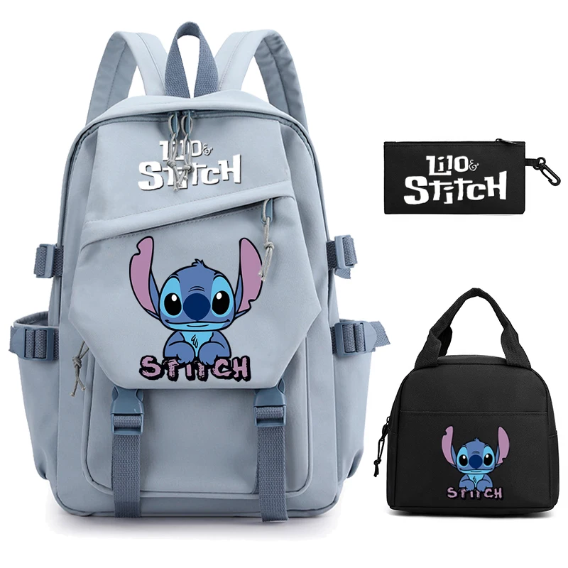 

3 шт./компл. рюкзак Disney Lilo Stitch для девочек, школьный женский рюкзак, студенческие подростковые сумки для обеда, дорожный рюкзак Mochila Escolar