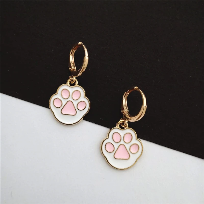 Cat Paw Leverback Earrings, Cute Jewelry for Cat Lover