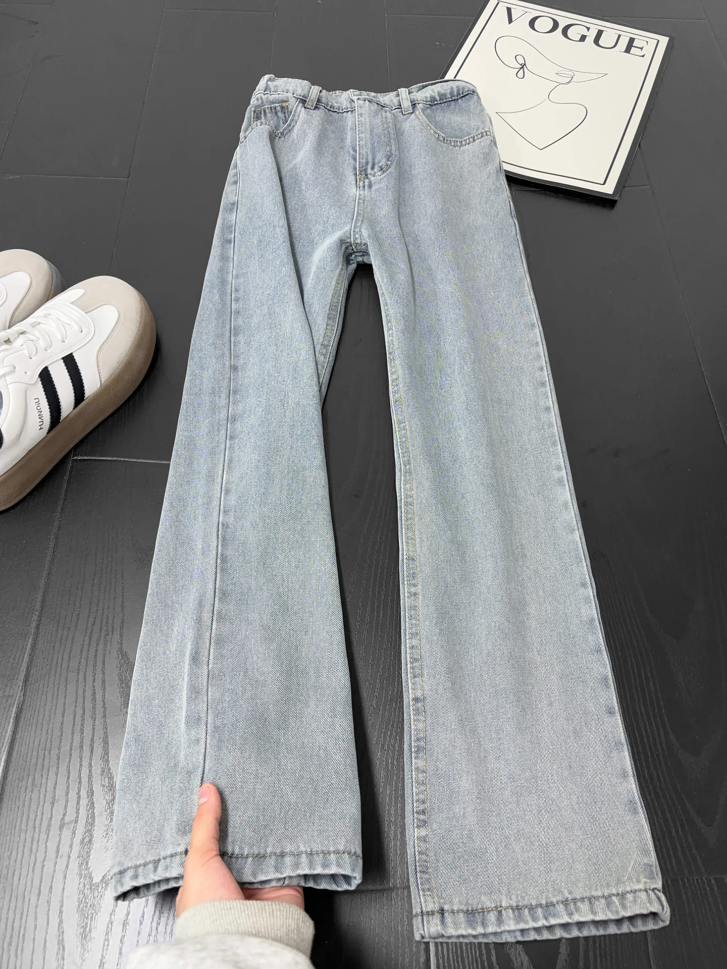 

Облегающие прямые джинсы, мужские синие оригинальные цветные джинсы с бантом, эластичные джинсы CleanFit, американская повседневная одежда