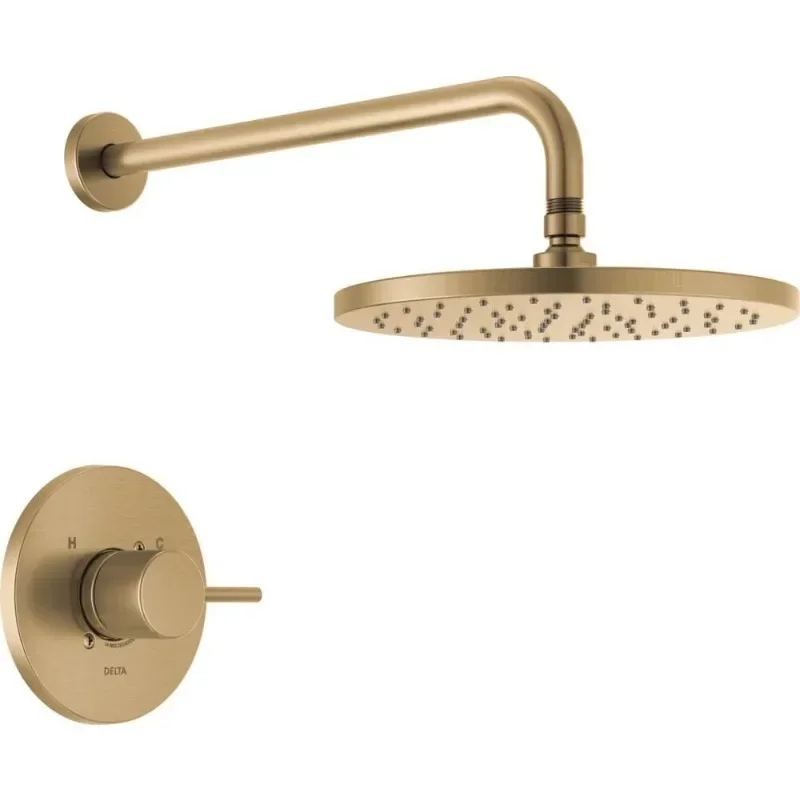 

Delta Faucet Modern Raincan Round Single-Function Shower Valve Trim Kit Gold, Shower Faucet Set, Rainfall Shower Head