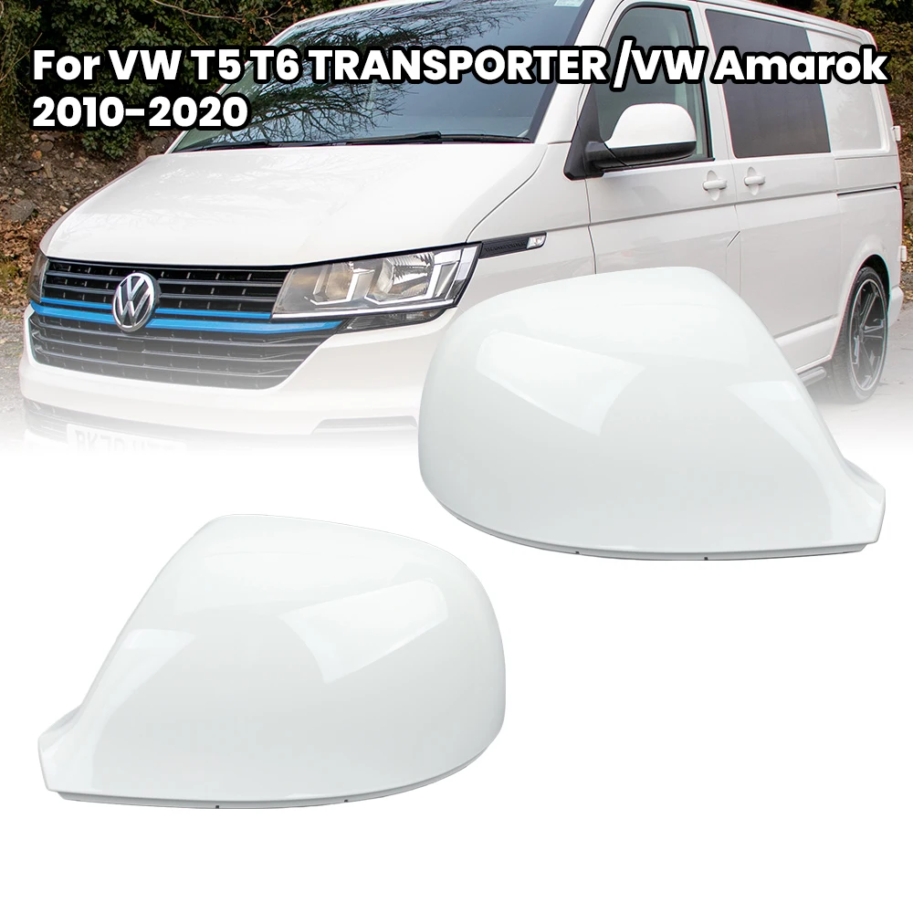 Side Mirror Cover Cap For Volkswagen T5 T6 TRANSPORTER Amarok 2010-2020 White With Lane Change Assist Light Hole Car Accessories