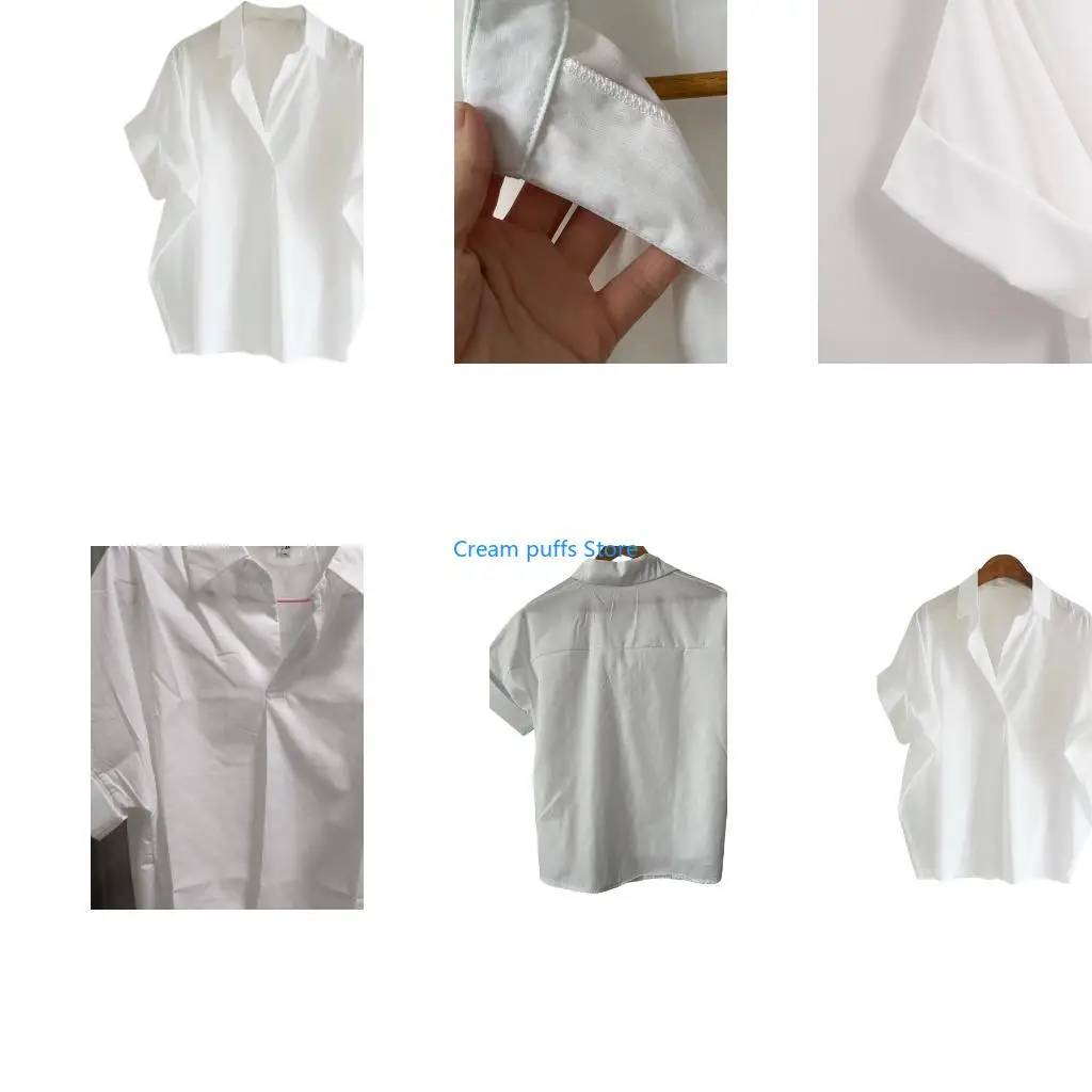 

50LE Holiday Loose Short Sleeve Casual Tops Daily Casual Office Blouses for Women