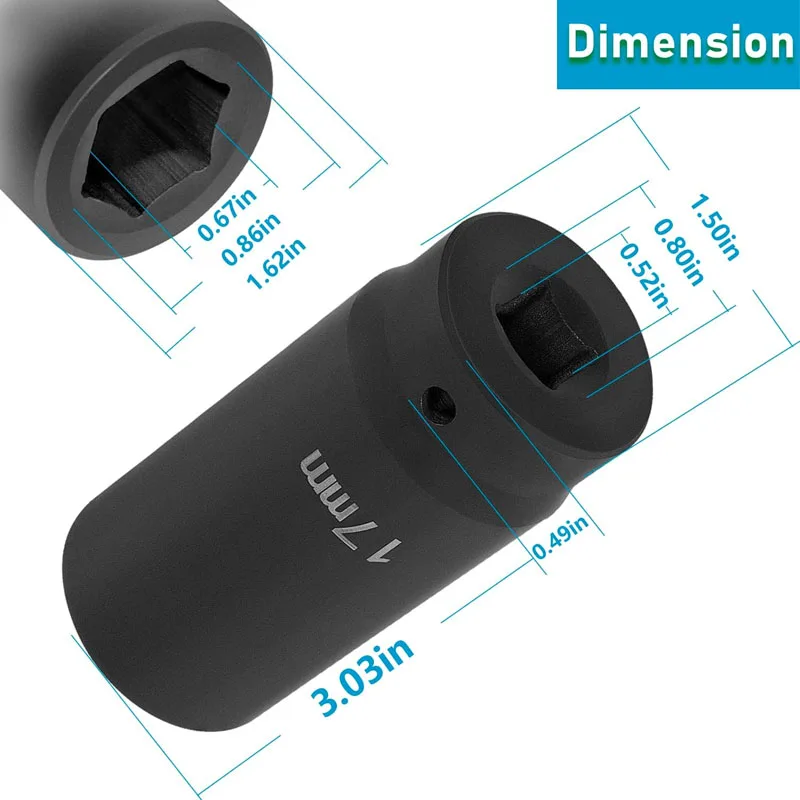 77060 17mm Harmonic Balancer Socket For Honda Engines, With 3 Times The Standard Socket Mass Impact Sockets Heavy Duty