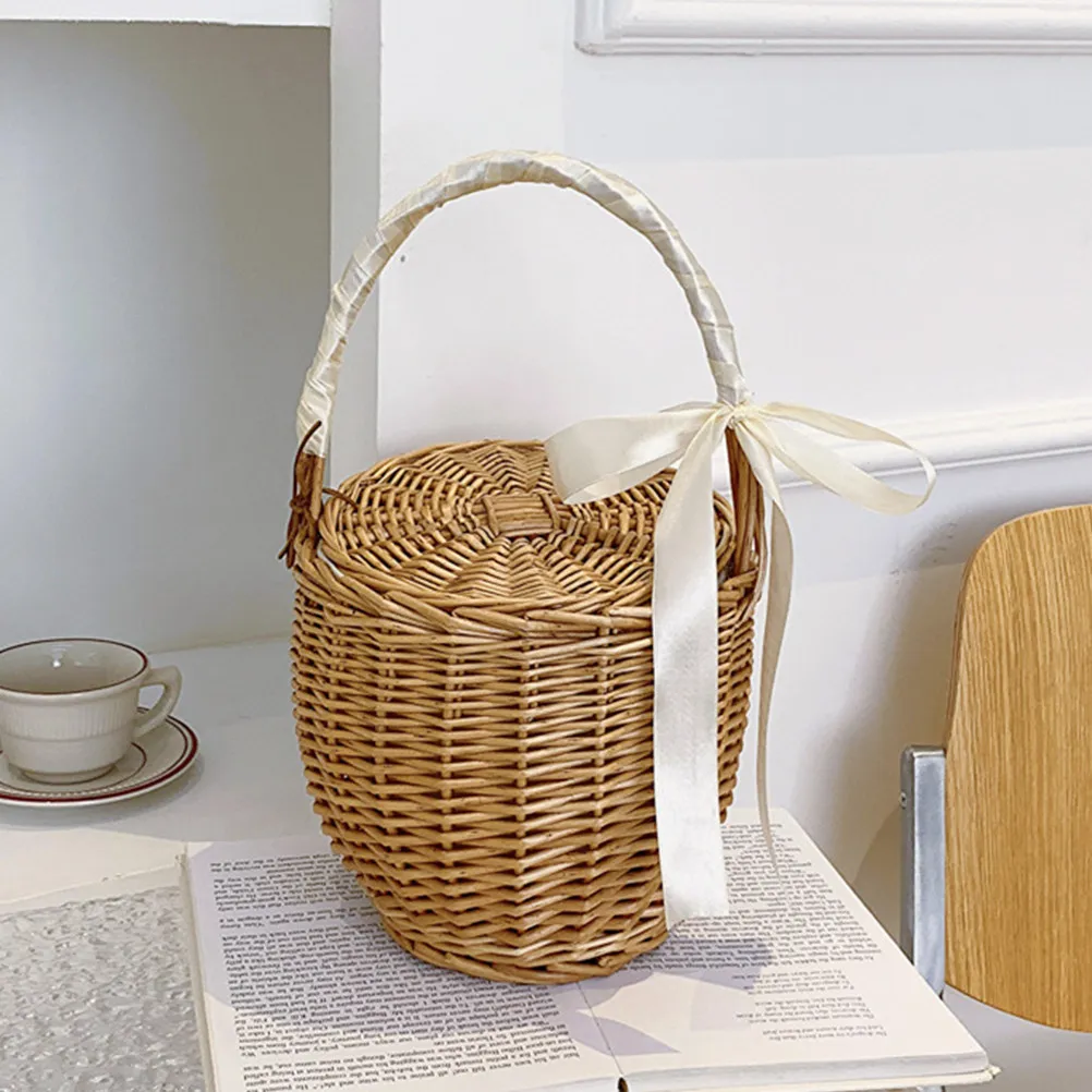 French Style Woven Basket Delicate Handheld Storage Basket Picnic Fruit Vegetable Decorative Multi Function Storage
