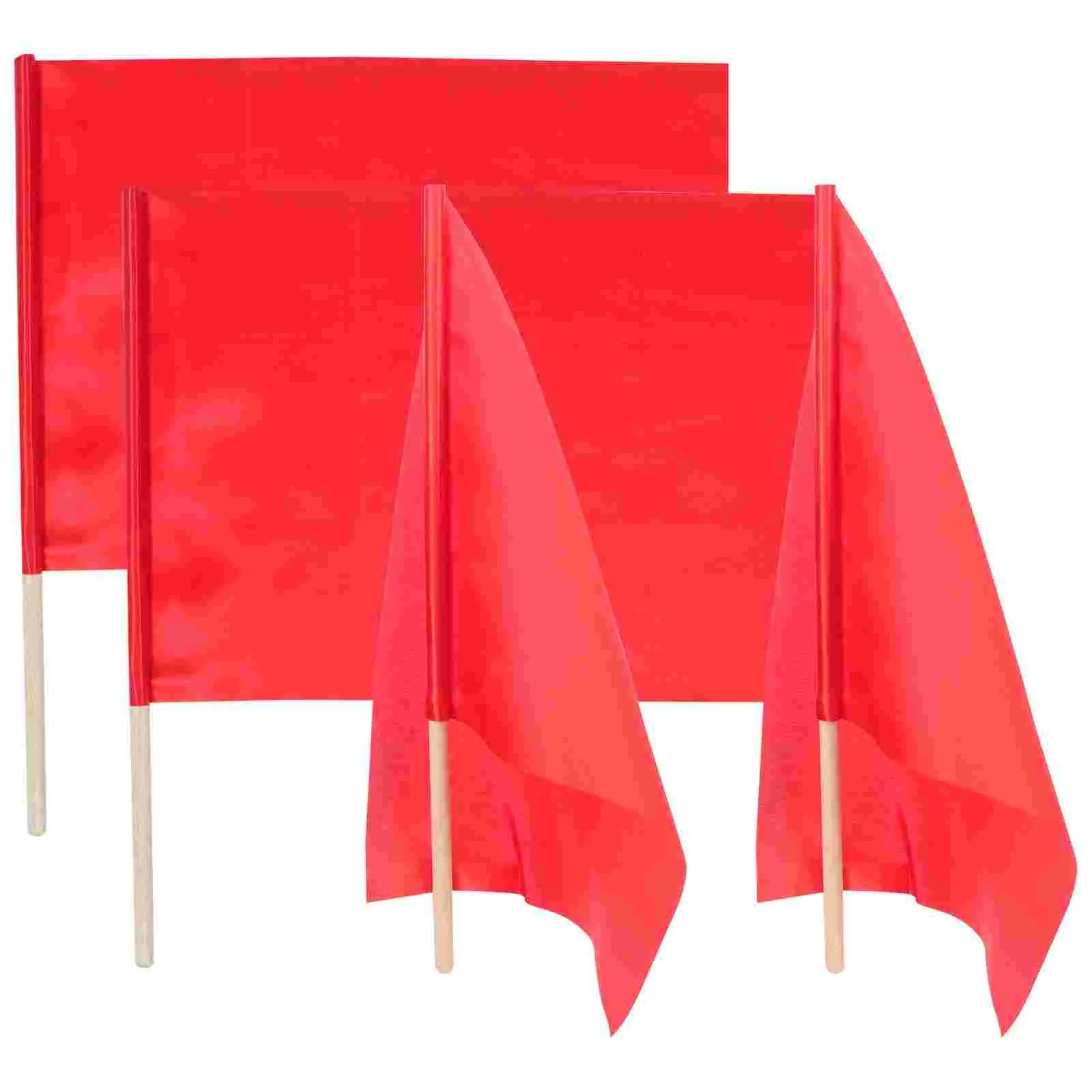 4 Pcs Flag Referee Match The Sign Race Signal Flags Soccer Competition Red Child