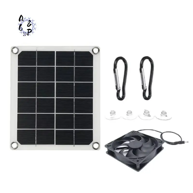A68P-Solar Panel Powered Fan Mini Ventilator 10W Exhaust Fan For Greenhouse Motorhome House Chicken House For Pets