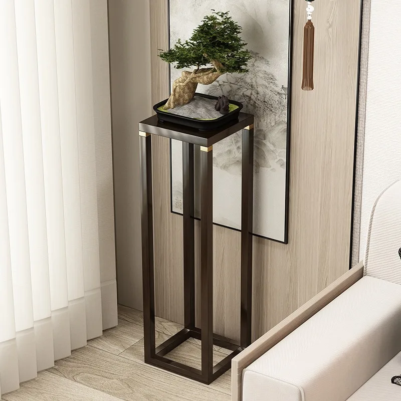 Retro flower table Indoor floor-to-ceiling flower table Household Chinese flower stand Shelf Living room green dill flower stand
