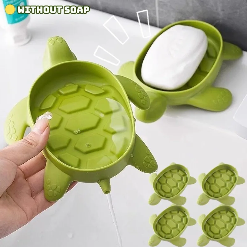

1-6Pcs Cartoon Turtle Soap Box Storage Toiletries Creative Home Turtle Drain Soap Tray Holder Rack Tools Bathroom Accessories