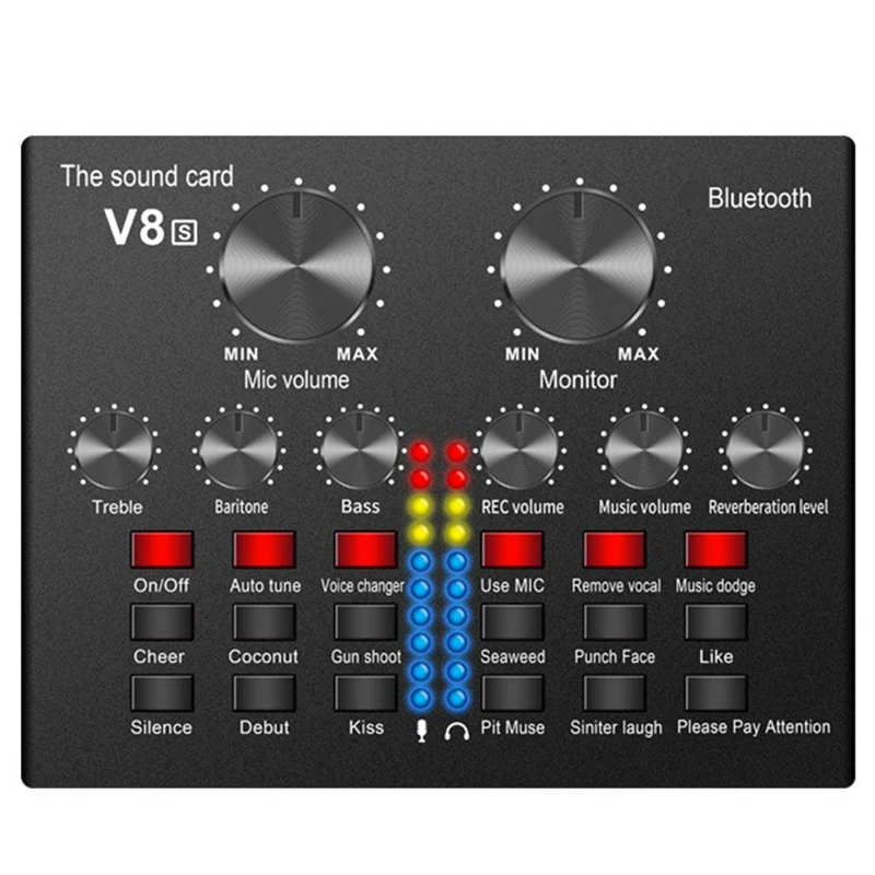 

V8S Live External Bluetooth Sound Card SmartPhone Voice Changer 12 Kinds of Sound Effects 4 Mods for Android IOS Phone