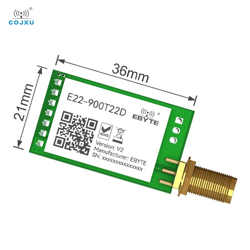 LoRa Wireless Module 868/915MHz 22dBm 5km Long Range UART cojxu E22-900T22D FEC SMA-K Antenna RF Wireless Transmitter